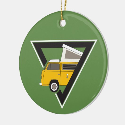 Triangle, klassischer Gelber Bus Keramik Ornament (Links)