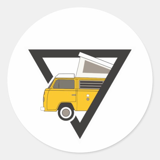 Triangle, klassischer Gelber Bus Runder Aufkleber (Vorderseite)