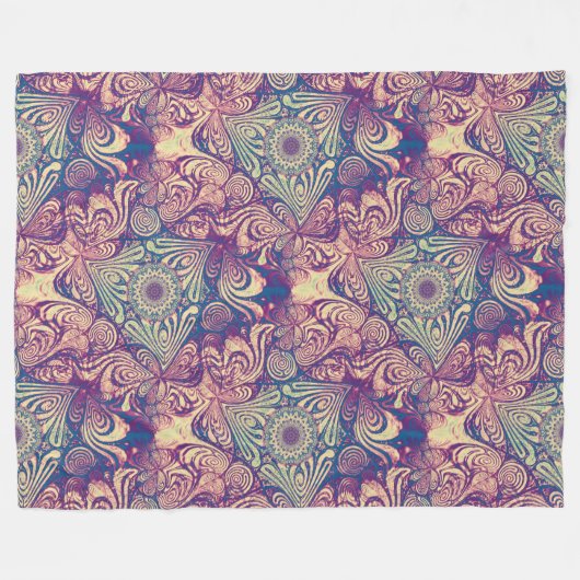 Triangle Labyrinth Mandala Nahtloses Muster 1 Fleecedecke (Vorderseite (Horizontal))