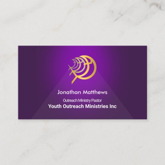 Triangle Lila Spot Light Gold Ichthus Ministerium Visitenkarte (Vorderseite)