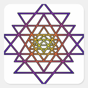 Triangle Mandala (gelb lila) Sri Yantra Quadratischer Aufkleber