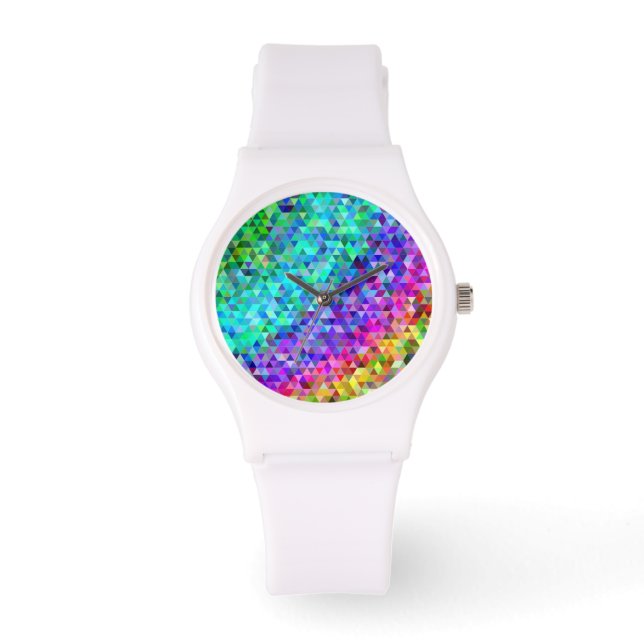 Triangle-Mosaik-Regenbogen Armbanduhr (Vorderseite)
