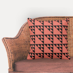Triangle-Muster Schwarz-Rosa - Drehkissenmuster Kissen