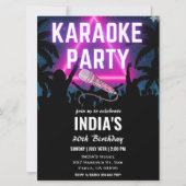 Triangle Neon Karaoke Party Black Birthday Einladung (Vorderseite)