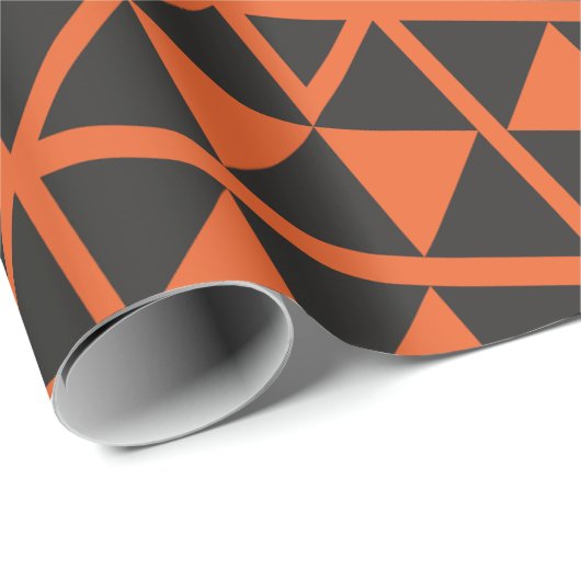 Triangle Orange Black Minimal Muster Geschenkpapier (Rolleneckpunkt)