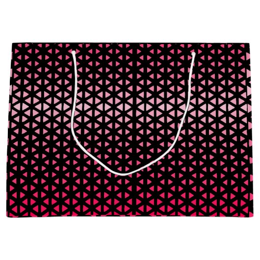 Triangle.Pattern.shade.pink.02 Black BG Große Geschenktüte (Vorderseite)