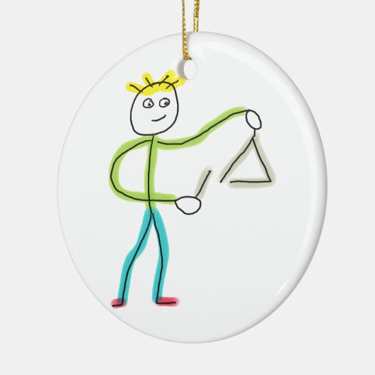 Triangle Playing Stickman Keramik Ornament (Links)