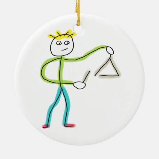 Triangle Playing Stickman Keramik Ornament (Hinten)