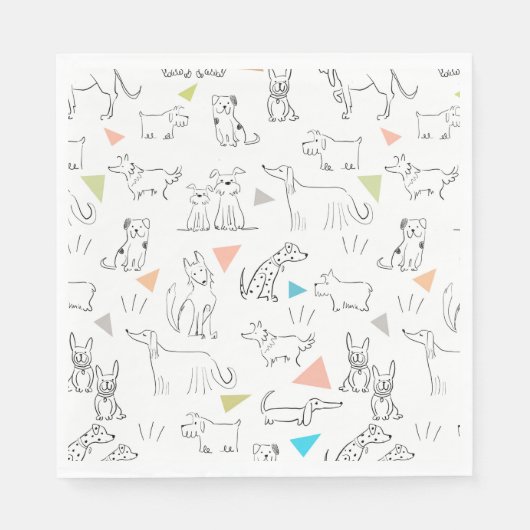 Triangle Pop Doodle Hunde Papier Napkins Serviette (Vorderseite)