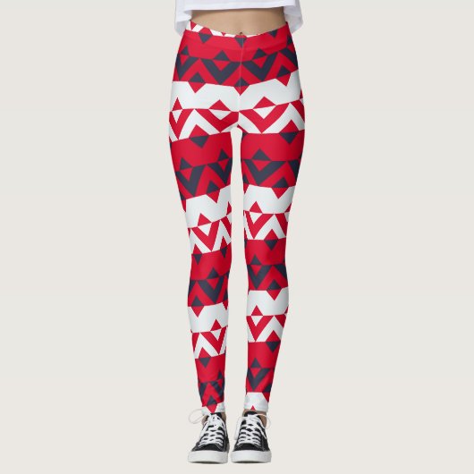Triangle Red Blue Minimal Muster Leggings (Vorderseite)