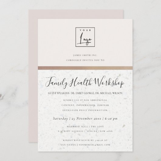 TRIANGLE ROSE GOLD GLITZER SEMINAR WORKSHOP EREIGN EINLADUNG (Vorne/Hinten)