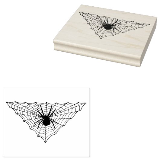 Triangle Shaped Web with big Spider for Halloween Gummistempel (Stempel)