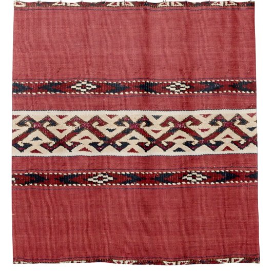 Triangle Strip Kilim Rot Schwarz-weiß  Duschvorhang (Vorderseite)