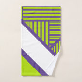 Triangle Stripes in Lime Green und Lila Badhandtuch Set (Handtuch)