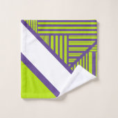 Triangle Stripes in Lime Green und Lila Badhandtuch Set (Waschlappen)