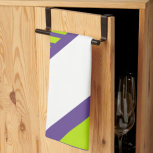 Triangle Stripes in Lime Green und Lila Geschirrtuch