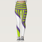 Triangle Stripes in Lime Green und Lila Leggings (Vorderseite)