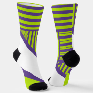 Triangle Stripes in Lime Green und Lila Socken