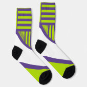 Triangle Stripes in Lime Green und Lila Socken (Rechts)