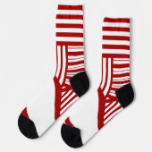 Triangle Stripes in Rot und Weiß Socken (Linkes Detail)