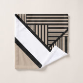 Triangle Stripes - Taupe, Schwarz und Weiß Badhandtuch Set (Waschlappen)
