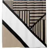 Triangle Stripes - Taupe, Schwarz und Weiß Duschvorhang (Vorderseite)
