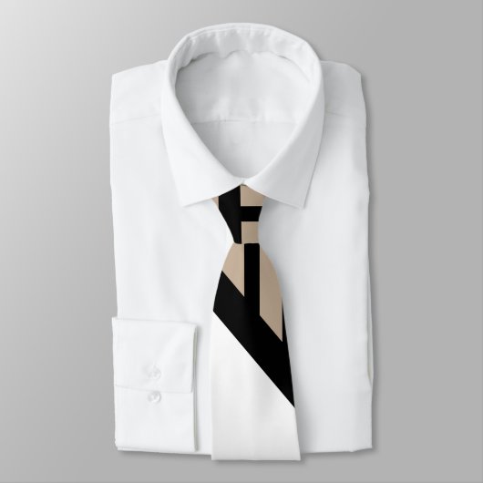Triangle Stripes - Taupe, Schwarz und Weiß Krawatte (Gebunden)