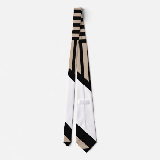Triangle Stripes - Taupe, Schwarz und Weiß Krawatte (Rückseite)