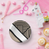 Triangle Stripes - Taupe, Schwarz und Weiß Pappteller (Party)