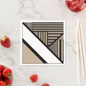Triangle Stripes - Taupe, Schwarz und Weiß Serviette (Beispiel)