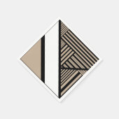 Triangle Stripes - Taupe, Schwarz und Weiß Serviette (Ecke)