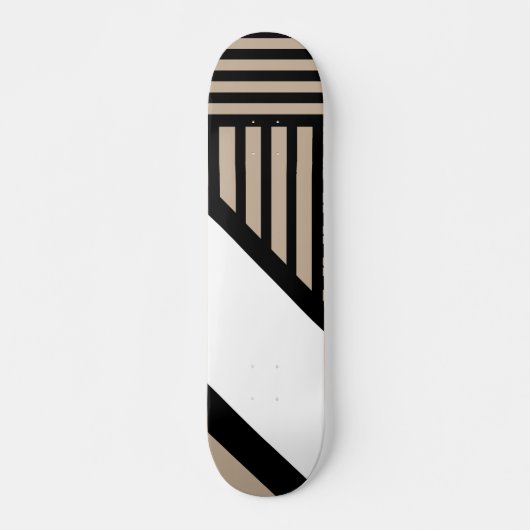 Triangle Stripes - Taupe, Schwarz und Weiß Skateboard (Vorne)