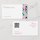 Triangle turquoise fuchsia QR Business Card Visitenkarte (Vorne/Hinten)