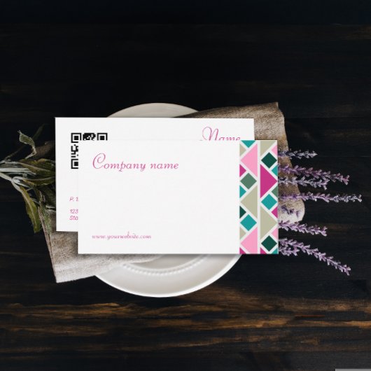Triangle turquoise fuchsia QR Business Card Visitenkarte