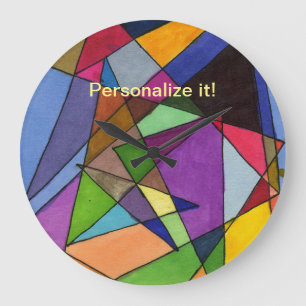 Triangles in multi-colored profusion große wanduhr
