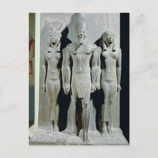 Trias Menkaures mit der Göttin Hathor Postkarte (Vorderseite)