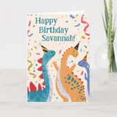 Triassic Trio Festive Dinosaur Geburtstag Karte (Vorderseite)