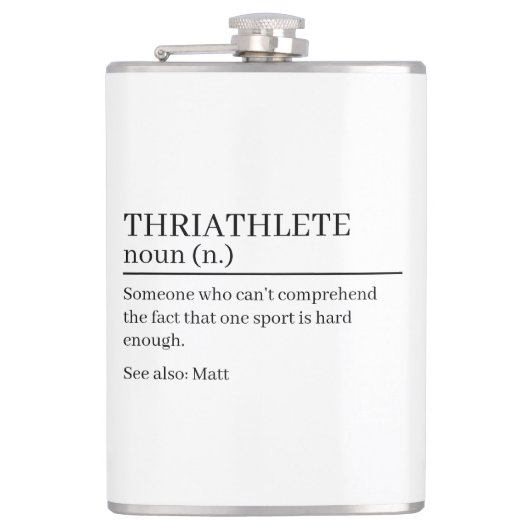 Triathlet Definition Geschenk, Namensdefinition Flachmann (Vorderseite)