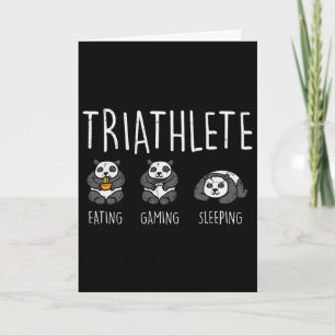 Triathlet Panda Essen Gaming Schlafen Süßer Gamer Karte