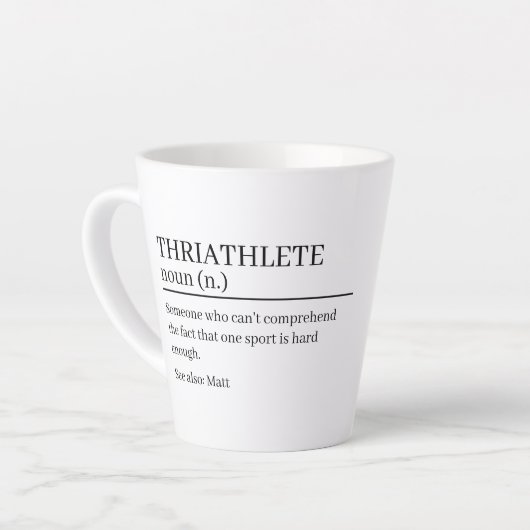 Triathlete Definition Geschenk, Name Definition Ta Milchtasse (Linke Ecke)