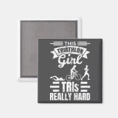 Triathlete Girls Funny Triathlon  Magnet (Vorderseite/Rückseite)