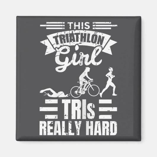 Triathlete Girls Funny Triathlon  Magnet (Vorne)