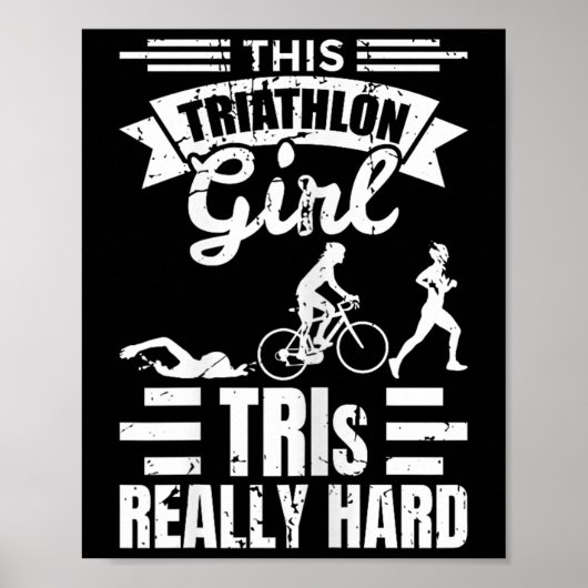 Triathlete Girls Funny Triathlon  Poster (Vorne)