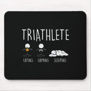 Triathlete Stickman Eat Video Game Sleep Funny Gam Mousepad
