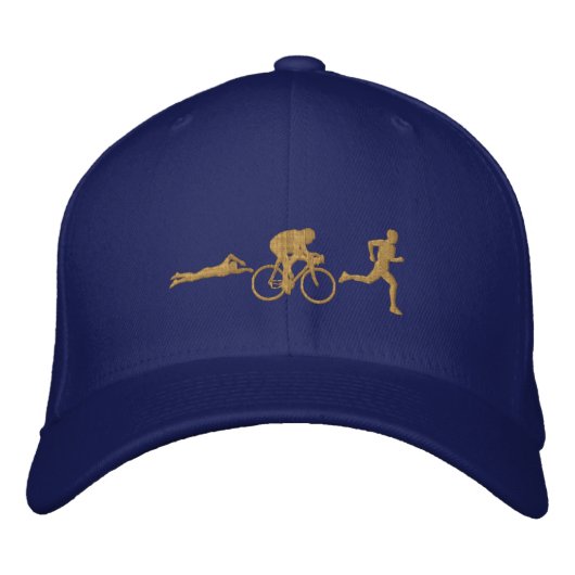 Triathlete Swim Cycle Triathlon Gold Bestickte Baseballkappe (Vorderseite)