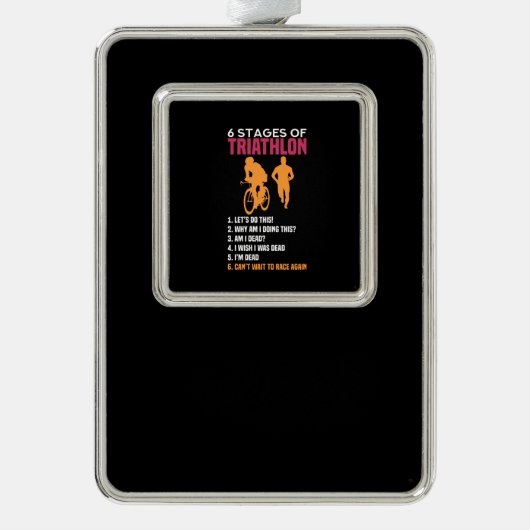 Triathlon - 6 Bühnen Triathlon Rahmen-Ornament Silber (Vorderseite)