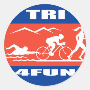 Triathlon-Athleten schwimmen Rad laufen Rennen tri Runder Aufkleber