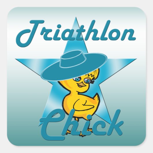 Triathlon Chick #7 Quadratischer Aufkleber (Vorderseite)