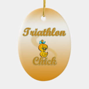 Triathlon Chick Keramikornament