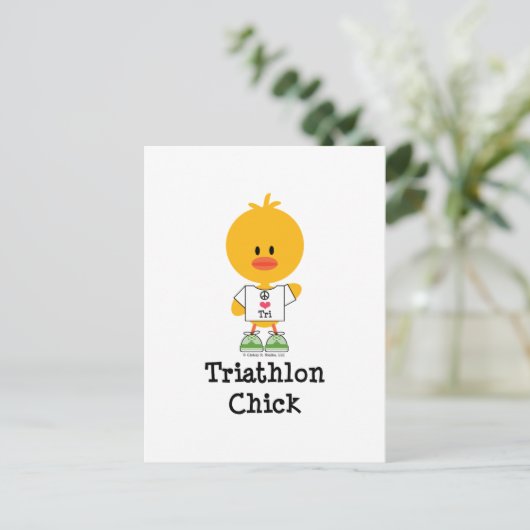 Triathlon Chick Postcard Postkarte (Stehend Vorderseite)